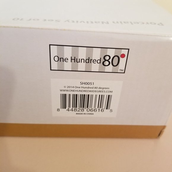 One Hundred 80 Degrees Porcelain Nativity Gold White 10 Pc Christmas Decor Holid - Picture 4 of 4